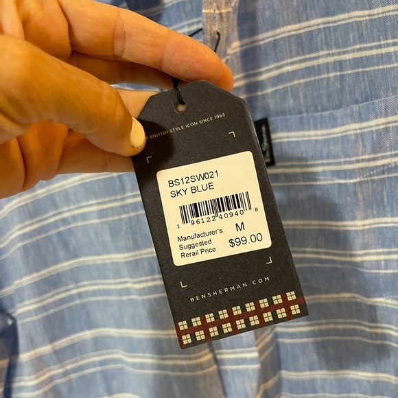 Ben Sherman Stripe Linen Blend Shirt. - Picture 2 of 3